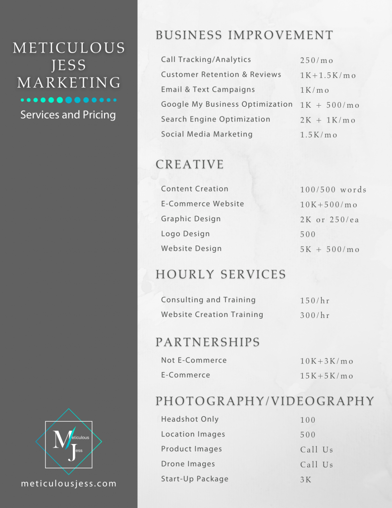 marketing and business services and pricing tampa